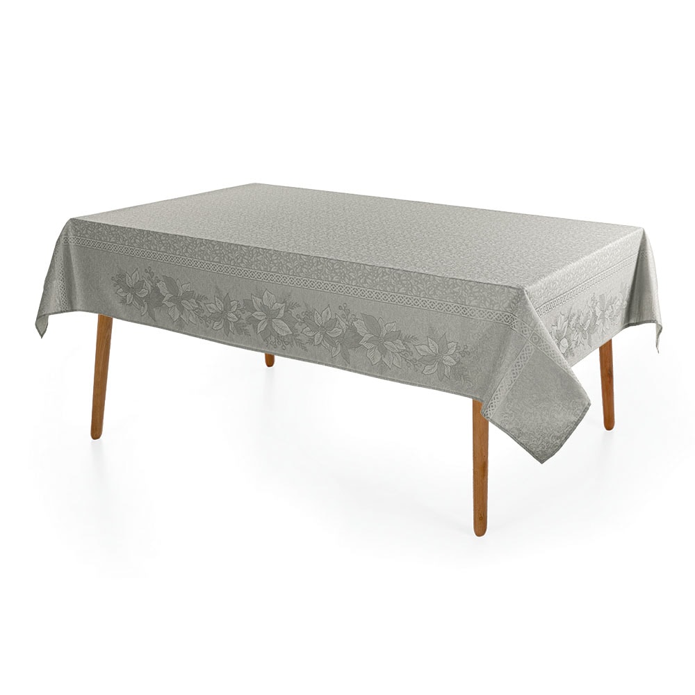 Toalha de Mesa Retangular Karsten Natal Jacquard Sempre Limpa Flor Estrela 12 Lugares 1,60m x 3,20m