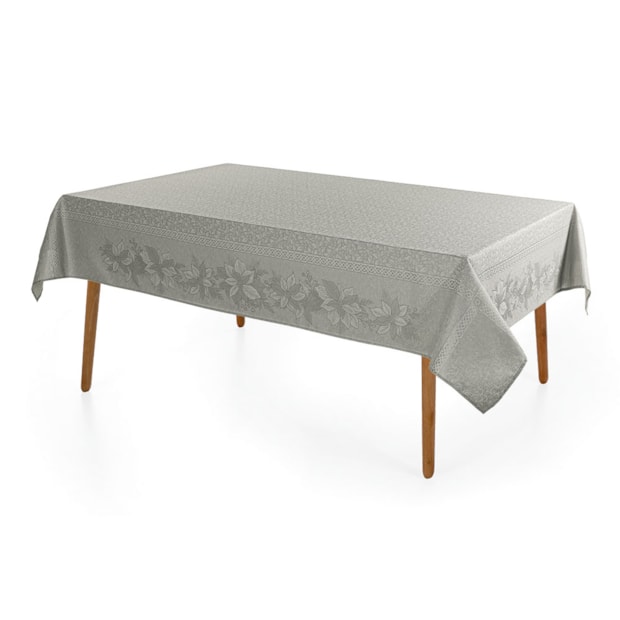 Toalha de Mesa Retangular Karsten Natal Jacquard Sempre Limpa Flor Estrela 12 Lugares 1,60m x 3,20m