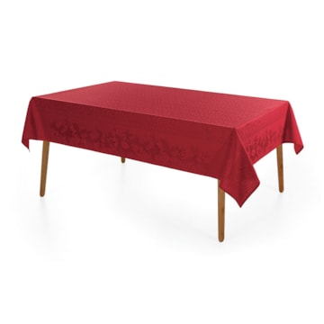Toalha de Mesa Retangular Karsten Natal Jacquard Sempre Limpa Flor Estrela 6 Lugares 1,60m x 2,20m