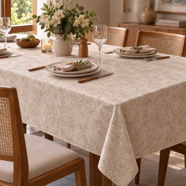 Toalha de Mesa Retangular Nativa Floral 12 Lugares 1,40m x 3,50m