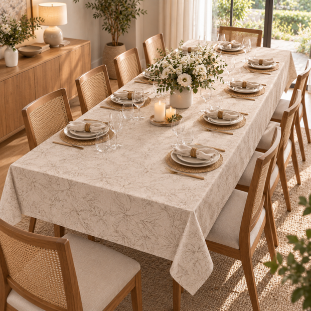 Toalha de Mesa Retangular Nativa Floral 12 Lugares 1,40m x 3,50m