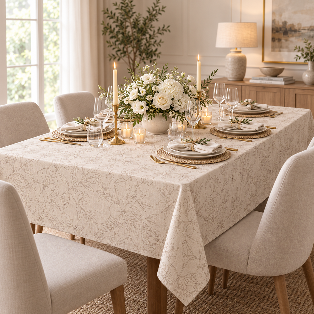 Toalha de Mesa Retangular Nativa Floral 8 Lugares 1,40m x 2,70m