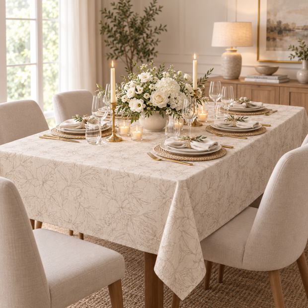 Toalha de Mesa Retangular Nativa Floral 8 Lugares 1,40m x 2,70m