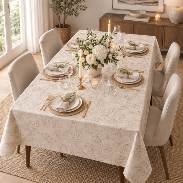 Toalha de Mesa Retangular Nativa Floral 8 Lugares 1,40m x 2,70m