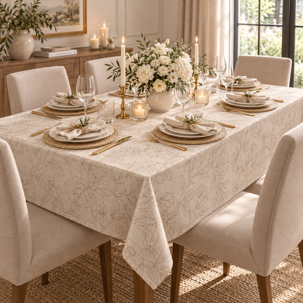Toalha de Mesa Retangular Nativa Floral 8 Lugares 1,40m x 2,70m
