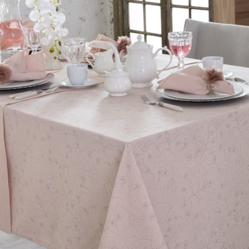 Toalha de Mesa Retangular Naturalle Limpeza Prática Passione Rosa 8 Lugares 1,60m x 2,50m