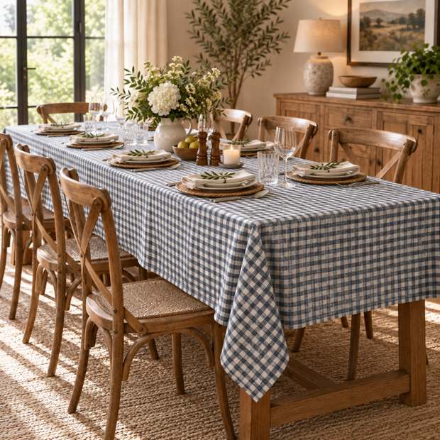 Toalha de Mesa Retangular Picnic Xadrez 12 Lugares 1,40m x 3,50m