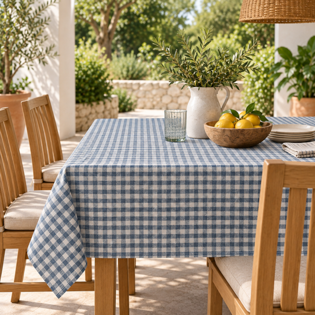 Toalha de Mesa Retangular Picnic Xadrez 6 Lugares 100% Algodão 1,40m x 2,10m