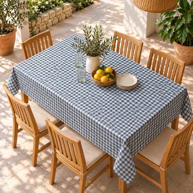Toalha de Mesa Retangular Picnic Xadrez 6 Lugares 100% Algodão 1,40m x 2,10m