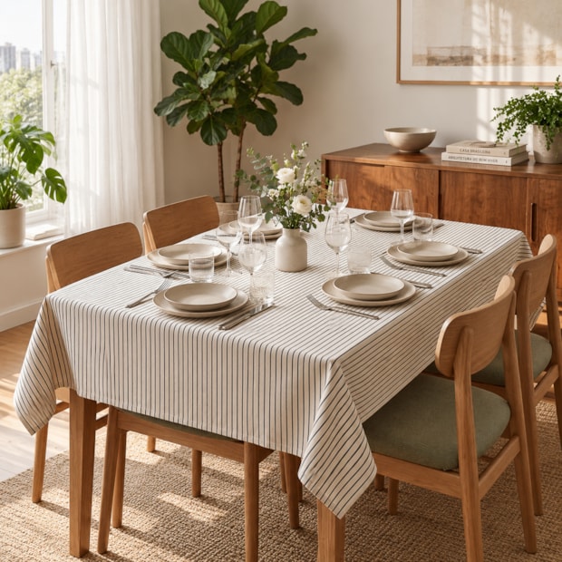 Toalha de Mesa Retangular Riviera Listra 10 Lugares 1,40m x 3,00m