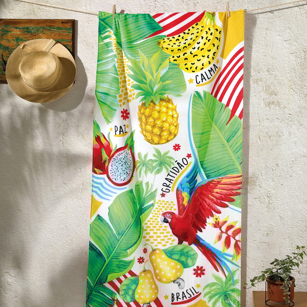 Toalha de Praia Dohler Aveludada Brasilidade 100% Algodão - Gramatura: 320g/m²