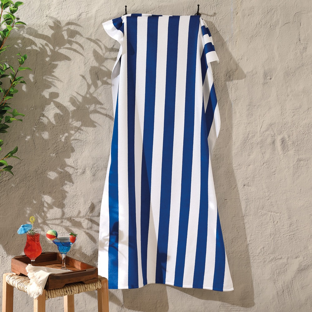 Toalha de Praia Dohler Aveludada Cabana Stripes 100% Algodão - Gramatura: 320g/m²