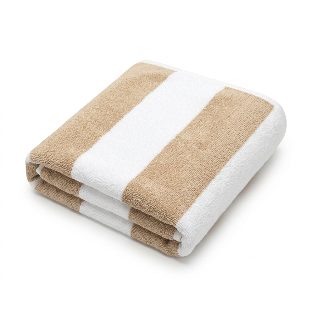 Toalha de Praia Dohler Aveludada Cabana Stripes 100% Algodão - Gramatura: 320g/m² Estampa:Cabana Stripes Bege