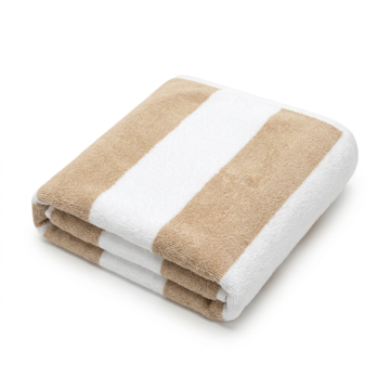 Toalha de Praia Dohler Aveludada Cabana Stripes 100% Algodão - Gramatura: 320g/m² Estampa:Cabana Stripes Bege