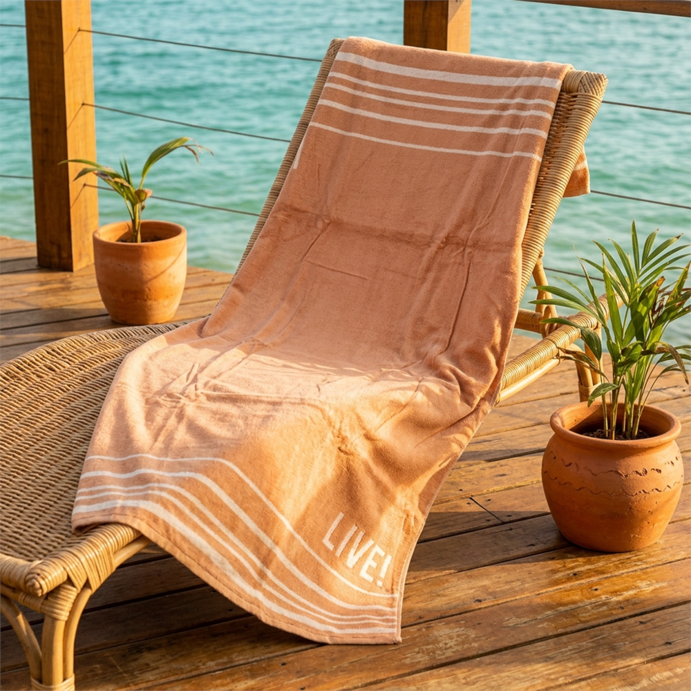 Toalha de Praia Dohler Aveludada Live 100% Algodão - Gramatura: 320g/m²