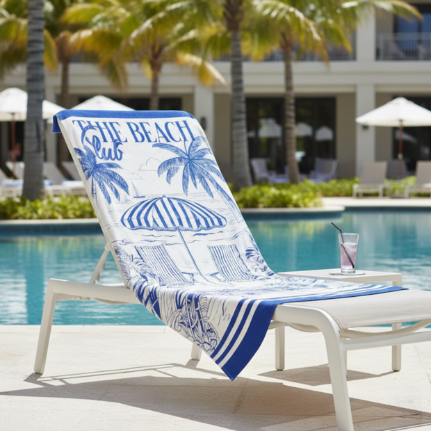 Toalha de Praia Dohler Beach Club Aveludada 100% Algodão - Gramatura: 320g/m²