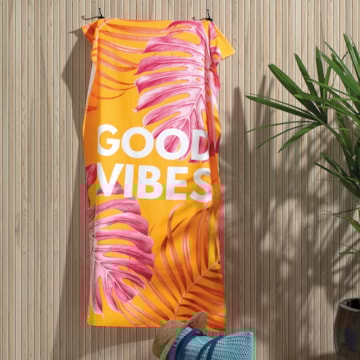 Toalha de Praia Dohler Good Vibes Aveludada 100% Algodão - Gramatura: 320 g/m²