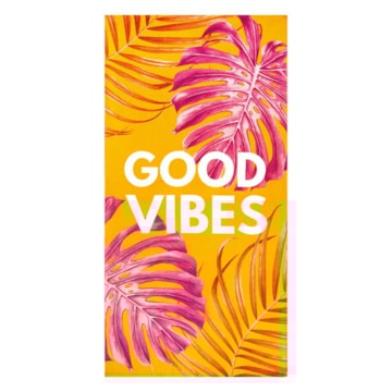 Toalha de Praia Dohler Good Vibes Aveludada 100% Algodão - Gramatura: 320 g/m²