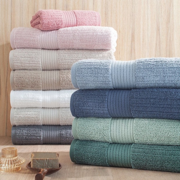 Toalha de Rosto Buddemeyer Fio Penteado Canelado 100% Algodão - Gramatura: 480 g/m²