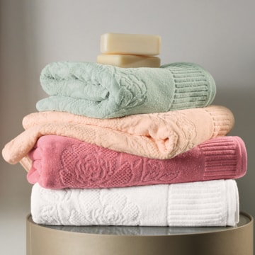 Toalha de Rosto Karsten Grace Jacquard Aveludada 100% Algodão - Gramatura: 440 g/m²