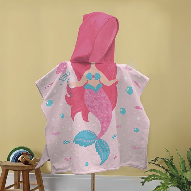 Toalha Infantil com Capuz Dohler Sereia Aveludada 100% Algodão - Gramatura: 320g/m²