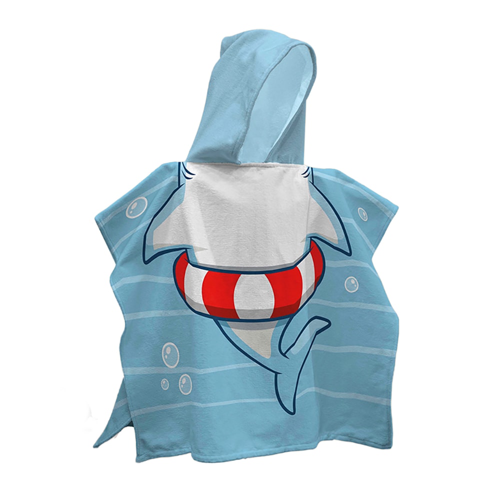 Toalha Infantil com Capuz Dohler Shark Aveludada 100% Algodão - Gramatura: 320g/m²