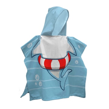 Toalha Infantil com Capuz Dohler Shark Aveludada 100% Algodão - Gramatura: 320g/m²