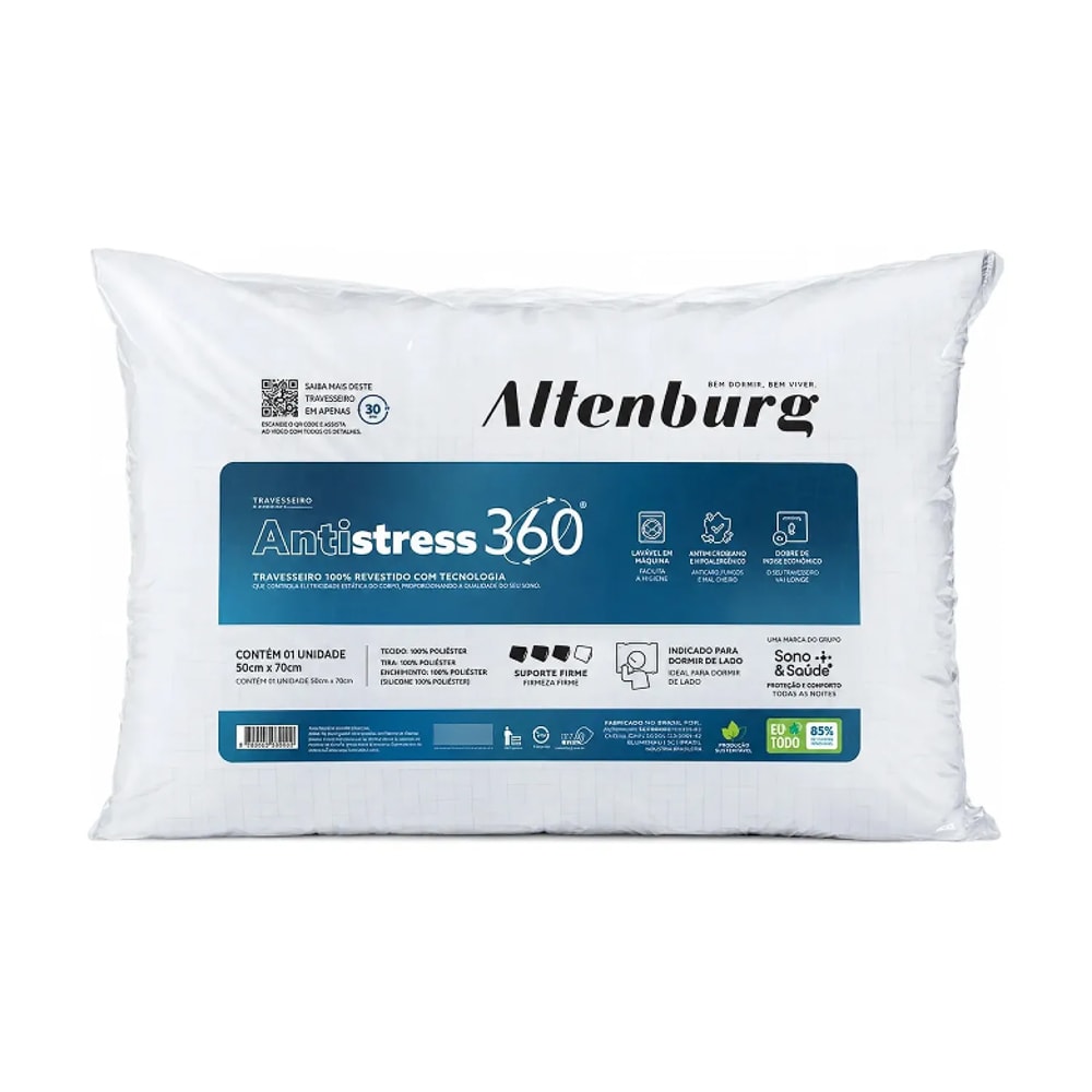 Travesseiro Altenburg Antistress 360 Fios de Carbono Suporte Firme 50cm X 70cm (1 Peça)