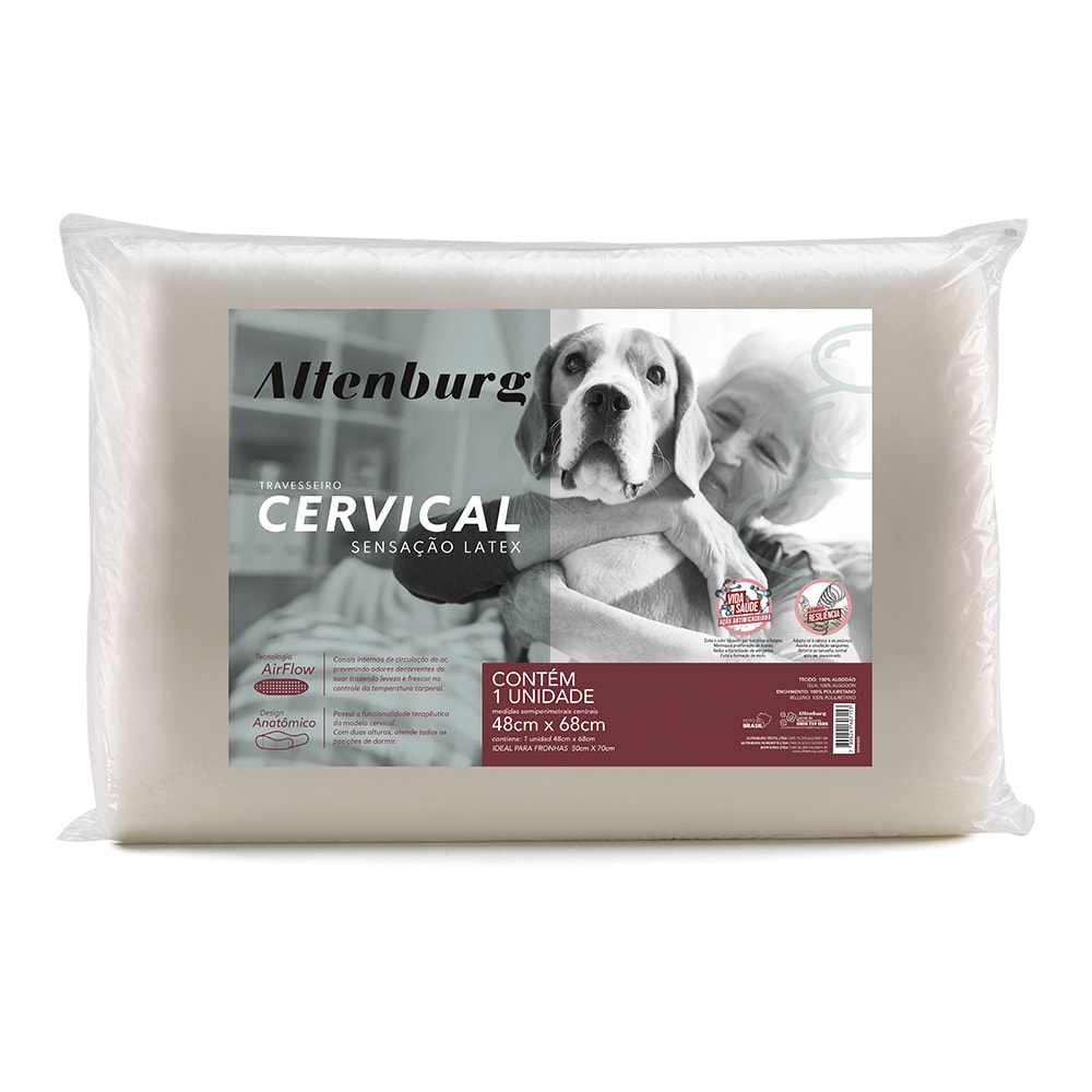Travesseiro Altenburg Cervical Anatômico Sensação Látex 48cm x 68cm