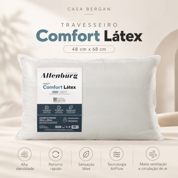 Travesseiro Altenburg Comfort Sensação Látex Airflow 48cm x 68cm