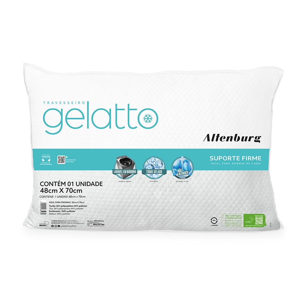 Travesseiro Altenburg Gelatto Suporte Firme 48cm x 70cm (1 Peça)