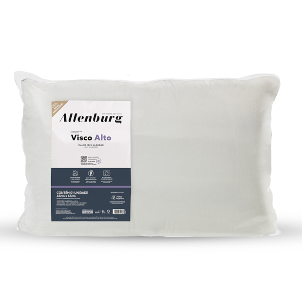Travesseiro Altenburg Nasa Viscoelástico Alto Suporte Firme Malha 100% Algodão 48cm x 68cm