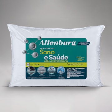 Travesseiro Altenburg Sono & Saúde 100% Algodão Percal 180 Fios Suporte Firme 50cm X 70cm (1 Peça)
