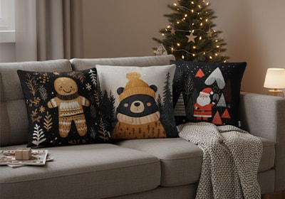 Kit 3 Peças Capa de Almofada Bosque de Natal 