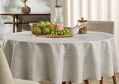 Toalha de Mesa Retangular Karsten Jacquard Sempre Limpa Beamon 8 Lugares