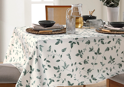 Toalha de Mesa Retangular Dohler Clean Athenas Botânica Folhas 8 lugares 1,60m x 2,50m
