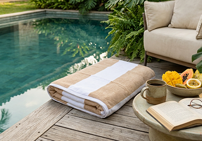 Toalha de Praia Dohler Aveludada Cabana Stripes 100% Algodão - Gramatura: 320g/m²