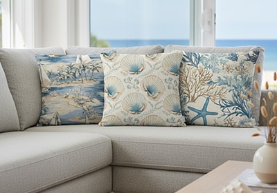 Kit 3 Peças Capa de Almofada Náutica Costa Azul