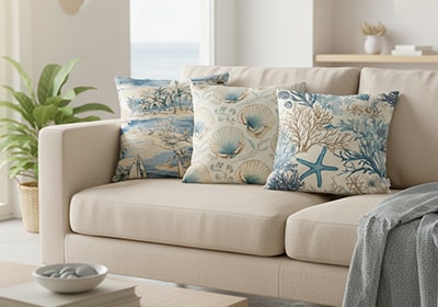 Kit 3 Peças Capa de Almofada Náutica Costa Azul