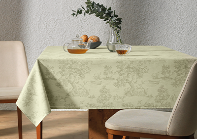 Toalha de Mesa Quadrada Karsten Jacquard Sempre Limpa Grazia 8 Lugares 1,80m x 1,80m