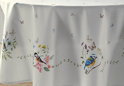 Toalha de Mesa Redonda Dohler Clean Renova Estampado Digital Jardim