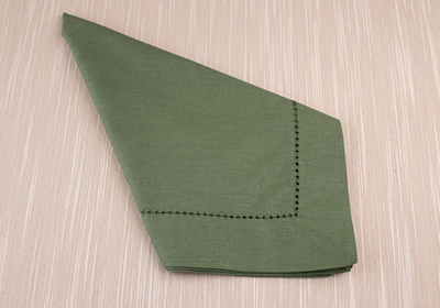 Kit 4 peças Guardanapo de Tecido Casa Argivai À Jour Verde Musgo Percal 100% Algodão