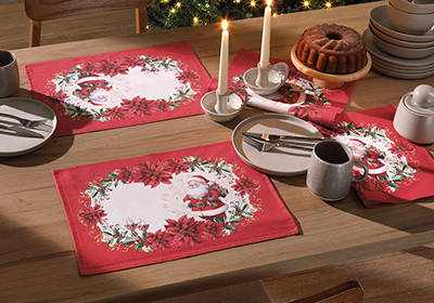 Kit 4 peças Jogo Americano Natal com Noel