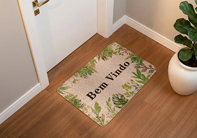 Tapete de Porta / Capacho de Vinil Antiderrapante Estampado 38cm x 58cm