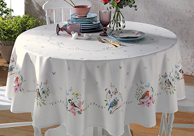 Toalha de Mesa Redonda Dohler Clean Renova Estampado Digital Jardim