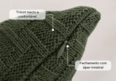 Capa de Almofada Urber Tricot com Zíper 50cm x 50cm