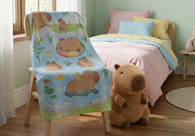 Toalha de Banho Infantil Dohler Capivara no Parque Aveludada