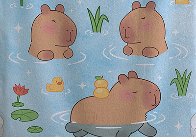 Toalha de Banho Infantil Dohler Capivara no Parque Aveludada