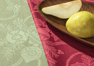 Toalha de Mesa Quadrada Karsten Jacquard Fitas de Natal