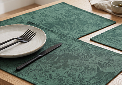 Kit 6 Peças Jogo Americano Impermeável Karsten Jacquard Verde